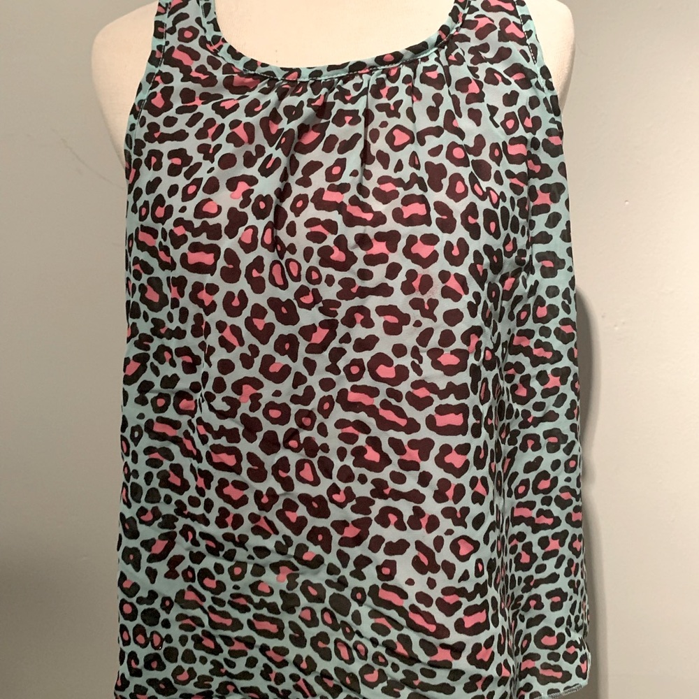 Punky fun blue and pink leopard top!